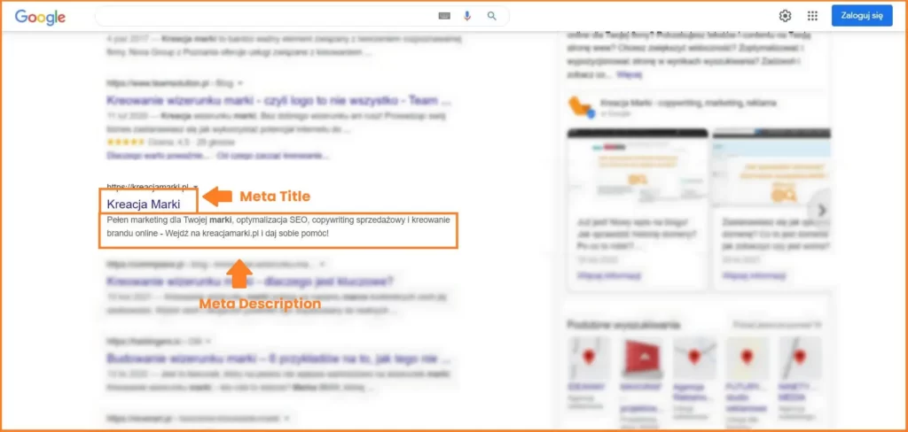meta title i description w wyszukiwarce google