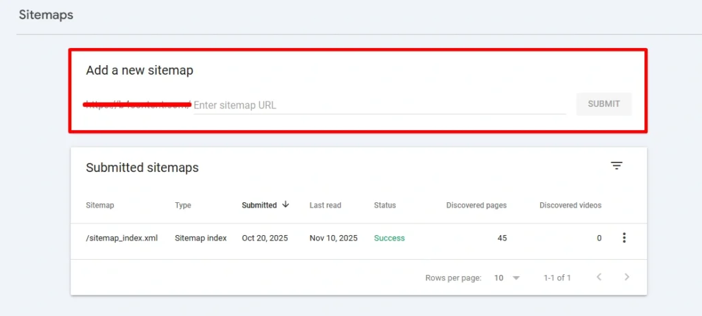 Sekcja umożliwiająca dodanie mapy do GSC.