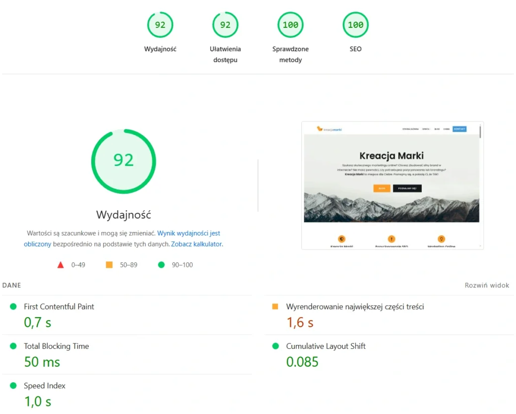 Strategia SEO – jak zaplanować i wdrożyć? Poznaj jej elementy! 3 Weryfikacja wydajności witryny w Google PageSpeed Insights.