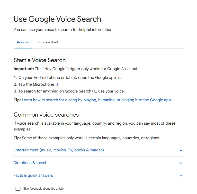 Instrukcja włączenia wyszukiwania głosowego Google.