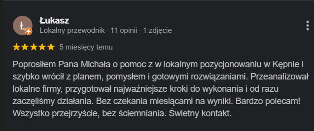Opinia klienta o pozycjonowaniu – Kreacja Marki