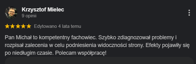 Opinia klienta o pozycjonowaniu – Kreacja Marki