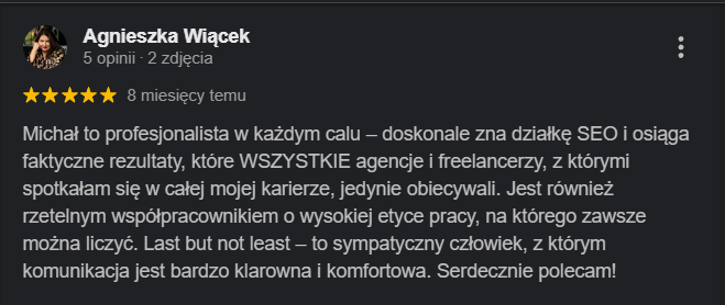 Opinia klienta o pozycjonowaniu – Kreacja Marki