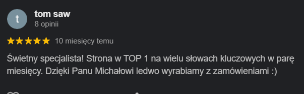 Opinia klienta o pozycjonowaniu – Kreacja Marki