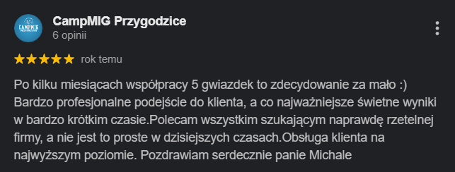 Opinia klienta o pozycjonowaniu – Kreacja Marki