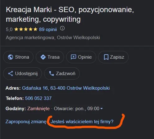 jak przejąć wizytówkę Google
