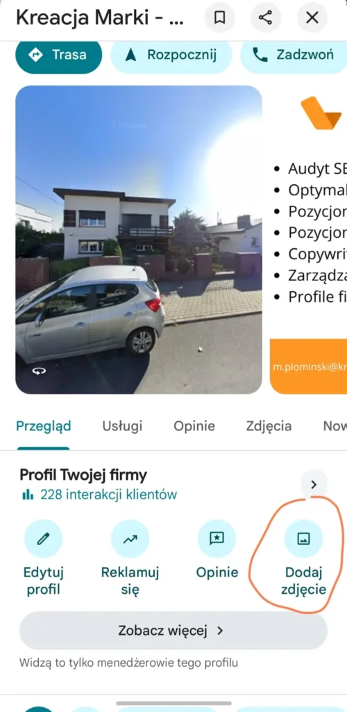 jak dodać zdjęcie do wizytówki z telefonu