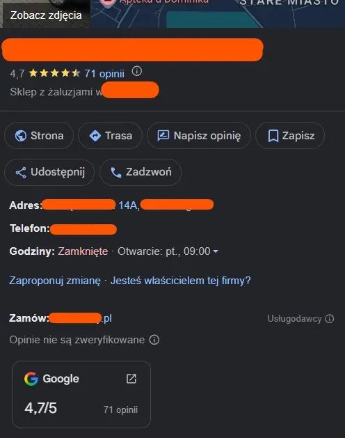 usunięta wizytówka wróciła