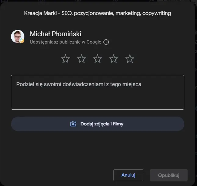 opinia w google