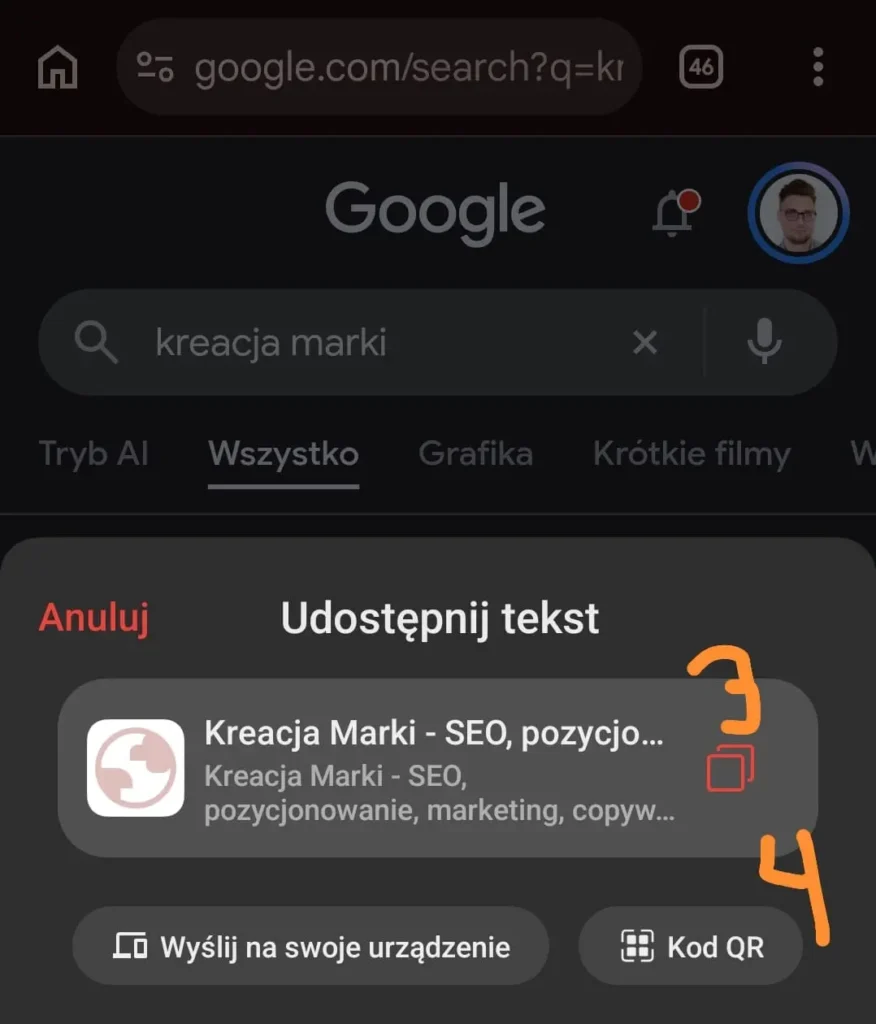 link i kod qr profil firmy w google